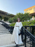 Women Collar Down Casual Shirts With Skirts and Belt Sets